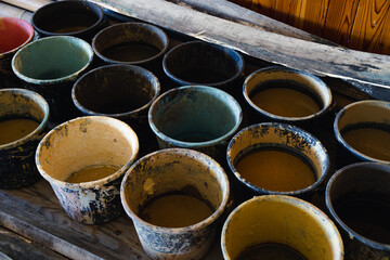 塗装職人の年季の入った道具