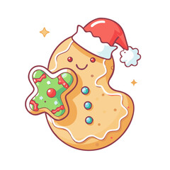 Naklejka premium Christmas cookie vector art, flat illustration Christmas cookie icon