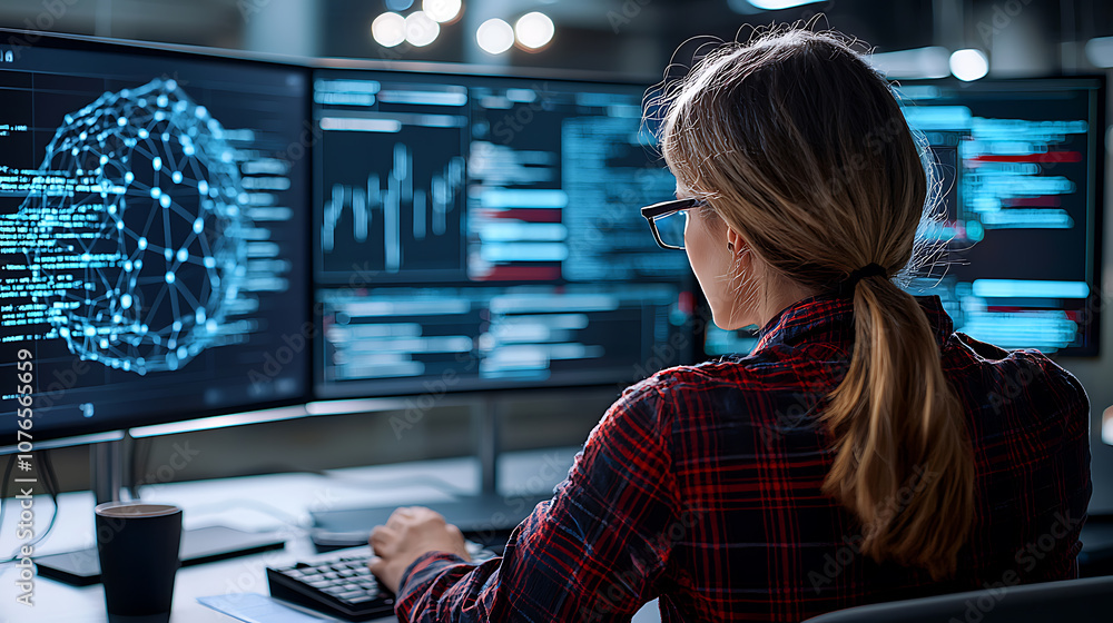 Poster cybersecurity analysts mitigate security risks in network systems to safeguard data integrity