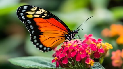 Naklejka premium A butterfly is eating pollen.