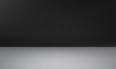 Empty black and gray studio background. Empty dark studio background. Abstract studio room platform design. Space for selling products on the website. Vector illustration.