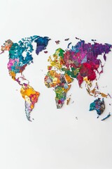 Colorful world map on white background.