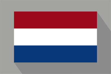 Dutch flag with shadow, vector illustration. The national flag of the Netherlands.