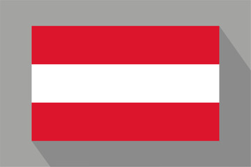 Austrian flag with shadow, vector illustration. The national flag of Austria.