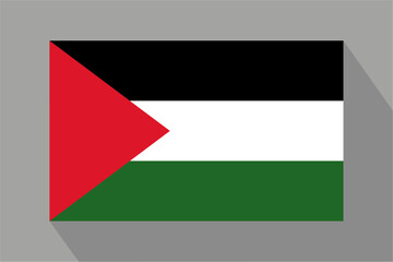 Palestinian flag with shadow, vector illustration. The national flag of Palestine.