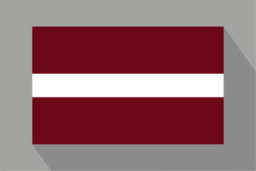 Latvian flag with shadow, vector illustration. The national flag of Latvia.