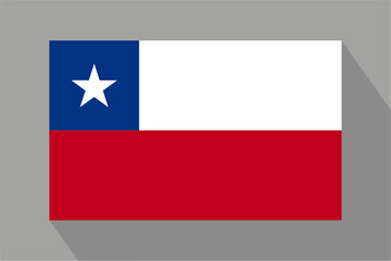 Naklejka premium Chilean flag with shadow, vector illustration. The national flag of Chile.