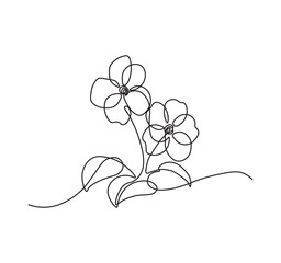 Poppy flowers line art drawing style. Doodle floral with two flowers blooming among grass. Minimalist black design isolated on white background. Vector illustration.