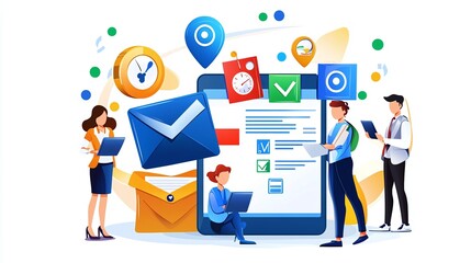 Business People Working On Digital Devices And Checking Tasks.