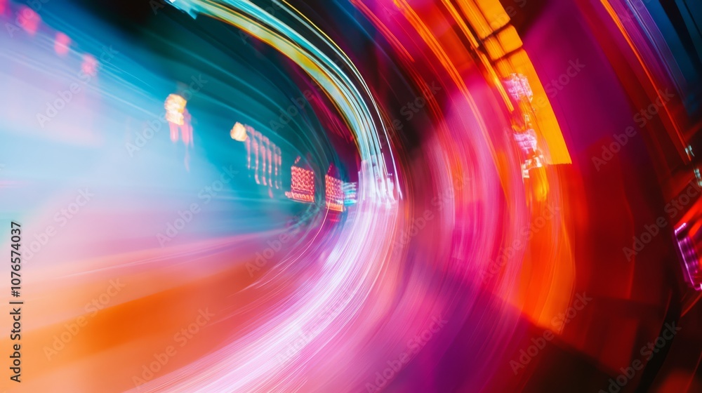 Poster abstract blurred lights in motion, creating a colorful and dynamic background.