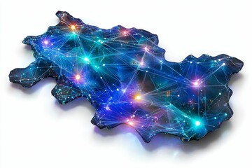 Fototapeta premium Blue glowing map with interconnected lines.