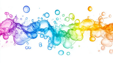 Fototapeta premium colorful splashes, colorful bubbles, 3d render of a molecule, fluid, waterdrops, set of colorful bubbles