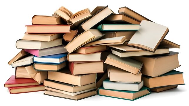 A neatly stacked pile of books on a plain surface, with a soft focus, representing simplicity, 8K
