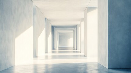 Abstract Marketing Background Featuring Minimalist Geometric Shapes in a High-End Colorful Architectural Aesthetic 3D Render, Bathed in Sunlight, Showcasing Replicable Space, Clean Background, Blank S