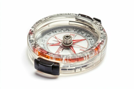 A compass with red and black markings.
