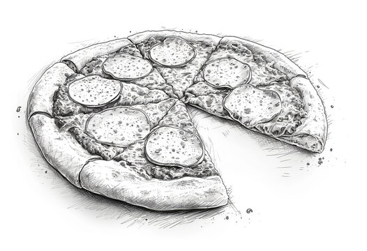 recommend clip art: Pizza engraved sketch isolated on white background. Food drawing