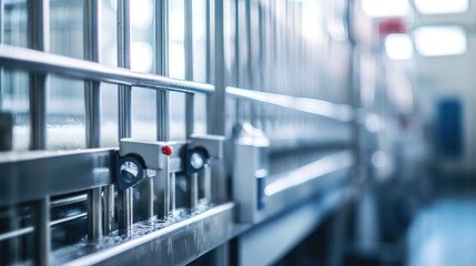 Industrial setting with metal structures and valves, likely in a processing facility.