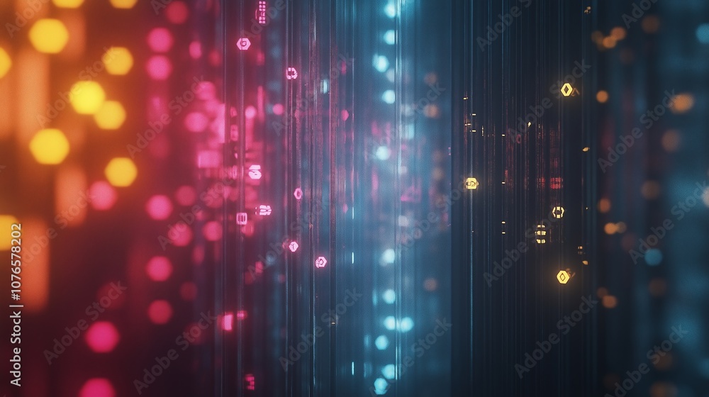 Poster a beauty futuristic abstract background in a high-tech style. shining lines and patterns resembling 