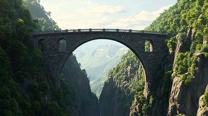 Large arched bridge crossing over a canyon