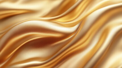 Fototapeta premium Luxurious Golden Satin Fabric Creating Smooth Waves and Textures