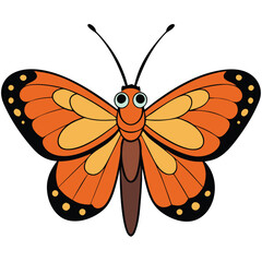 Gulf Fritillary butterfly vector illustrations on a white background.