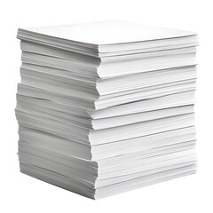 Stack of White Papers Isolated on a Transparent Background.