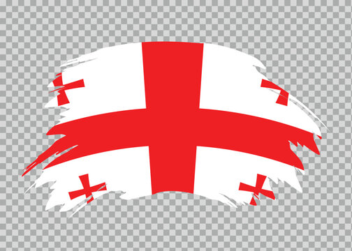 Flag of Georgia with distressed paint stroke brush effect on isolated background