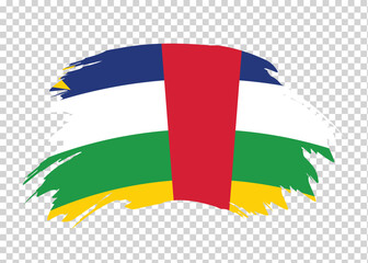 Fototapeta premium Flag of Central African Republic with distressed paint stroke brush effect on isolated background