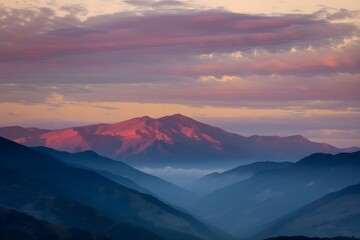 Mountain Sunset Splendor: A Breathtaking Landscape of Colors and Clouds