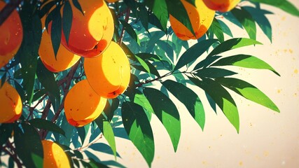 Vibrant Mango Leaves Pattern for Wallpaper Design