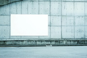 Obraz premium A blank billboard on a concrete wall in an empty parking area.