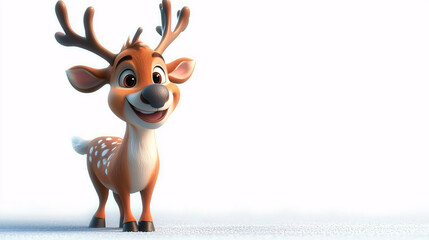 Obraz premium A merry 3D illustration of a playful young reindeer, perfect for adding a touch of holiday magic to your design work.