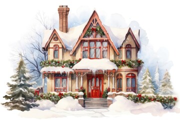 Fototapeta premium Vintage House house architecture christmas.