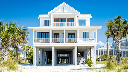Oceanfront Florida beach house with private boardwalk, contemporary coastal living in Palm Beach