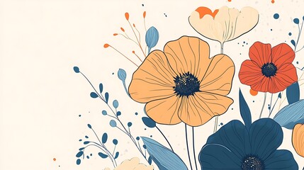 A Colorful Bouquet of Floral Illustrations with White Background