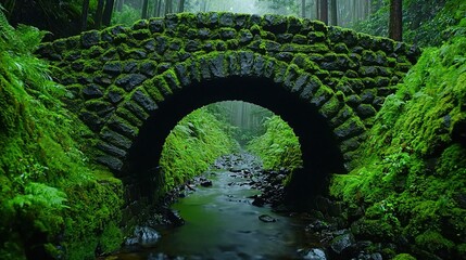 Ancient stone bridge over a narrow creek
