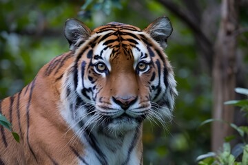 Exotic Wildlife: Majestic Tiger in the Heart of a Lush Jungle