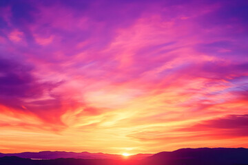 Obraz premium Vibrant watercolor sunset with warm orange and deep purple hues merging across the sky