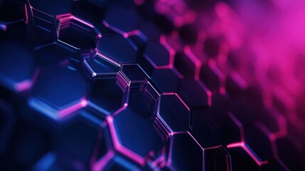 Fototapeta premium Abstract Hexagon Pattern with Neon Lighting
