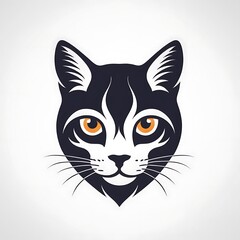 Cat face animal art design logo make solid background image