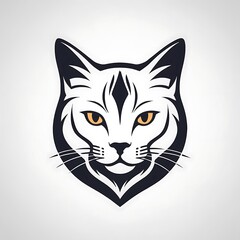 Fototapeta premium Cat face animal art design logo make solid background image
