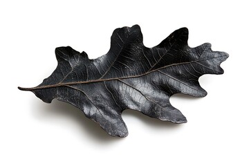 Fototapeta premium Black Oak leaf isolated on a white background, close up