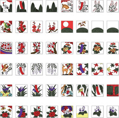 ステッカー風正方形花札アイコンセット（背景なし）