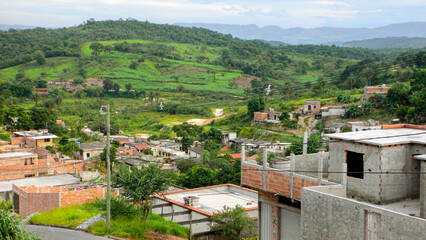BELO HORIZONTE, BRAZIL: general view of township favelas in the suburb, with innumerable unfinished...