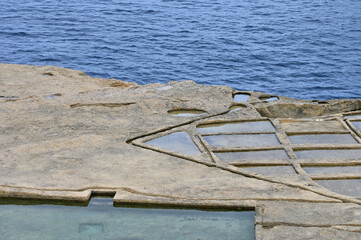 Salt evaporation ponds on Gozo island