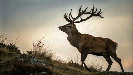 Obraz premium Majestic Animal with Large Horns Against a White Background - High Depth of Field Photography