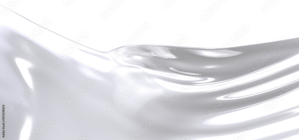 Poster a soft white fabric draped and flowing with elegant folds, perfect for background or texture use.