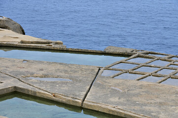 Salt evaporation ponds on Gozo island