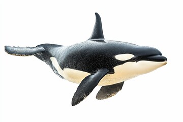 Killer Whale with Dorsal Fin Erect, Swimming Underwater