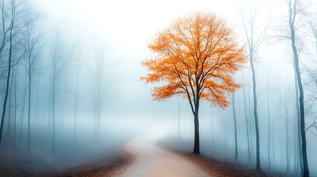 A fogy forest is a mystical and eerie place filled with misty air, damp ground, and ghostly silhouettes of trees that disappear into the fog